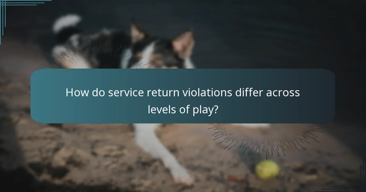 How do service return violations differ across levels of play?