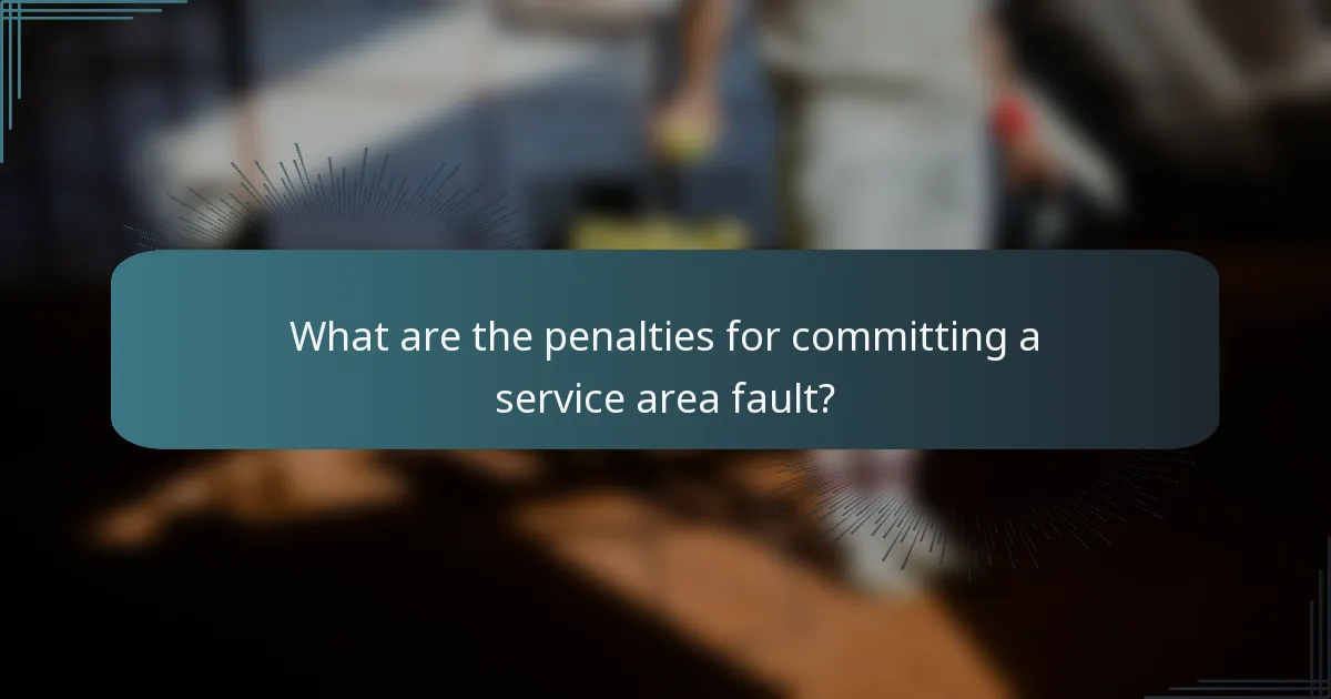 What are the penalties for committing a service area fault?