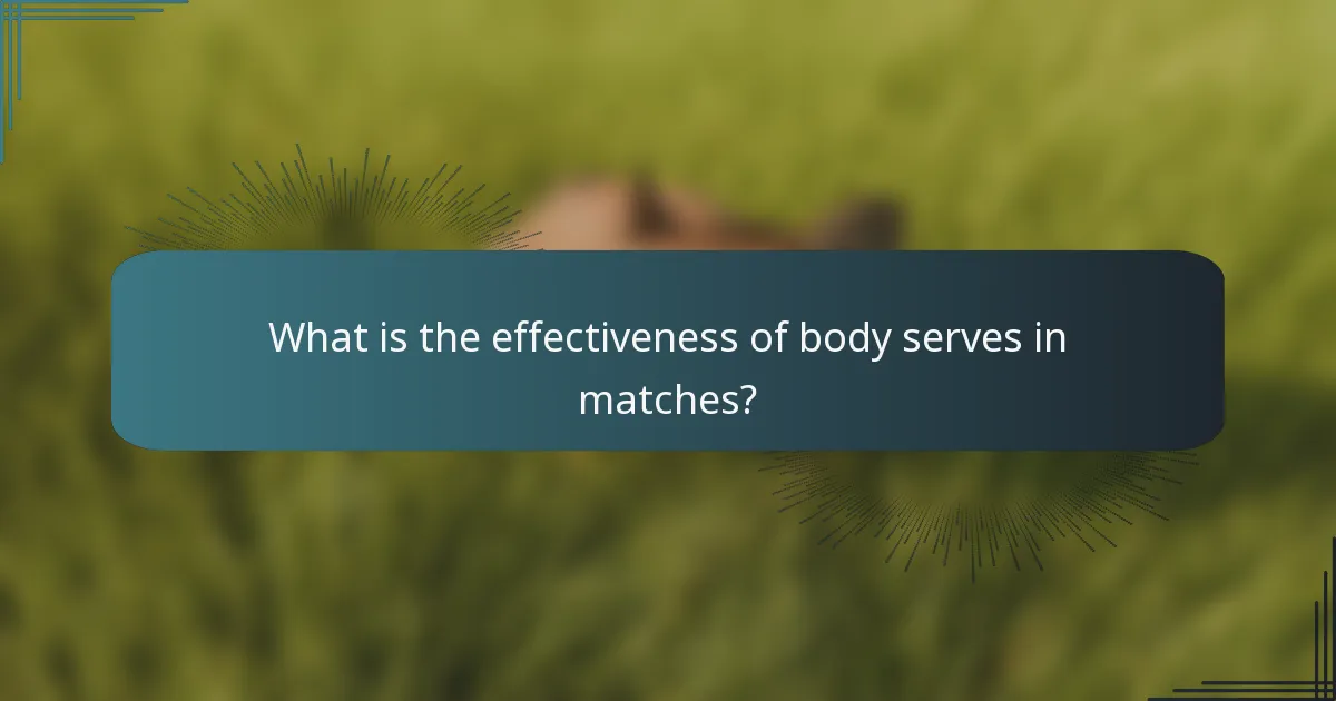 What is the effectiveness of body serves in matches?
